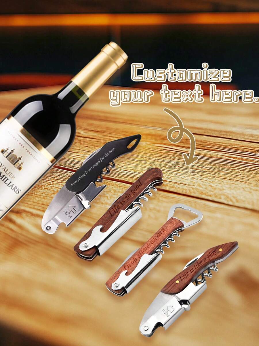 1pc Customizable Wine Bottle Opener, Multi-Function Wine Corkscrew, Wooden Wine Opener, Rosewood Seahorse Bottle Opener, Stainless Steel Corkscrew, Streamlined Handle, Easy To Grip, Effortless Bottle Opening, Suitable For Home, Hotel, Restaurant, Applicable For Thanksgiving, Christmas, Valentine's Day, Anniversary, Birthday, Wedding And Other Occasions