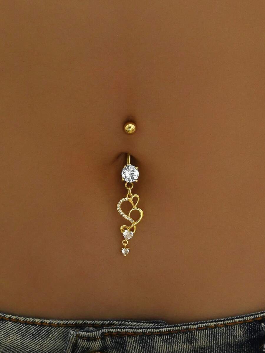 Navel Piercing Jewelry, Micro-Inlaid Zirconia Navel Ring & Gold Butterfly Navel Ring, Body Piercing Accessories