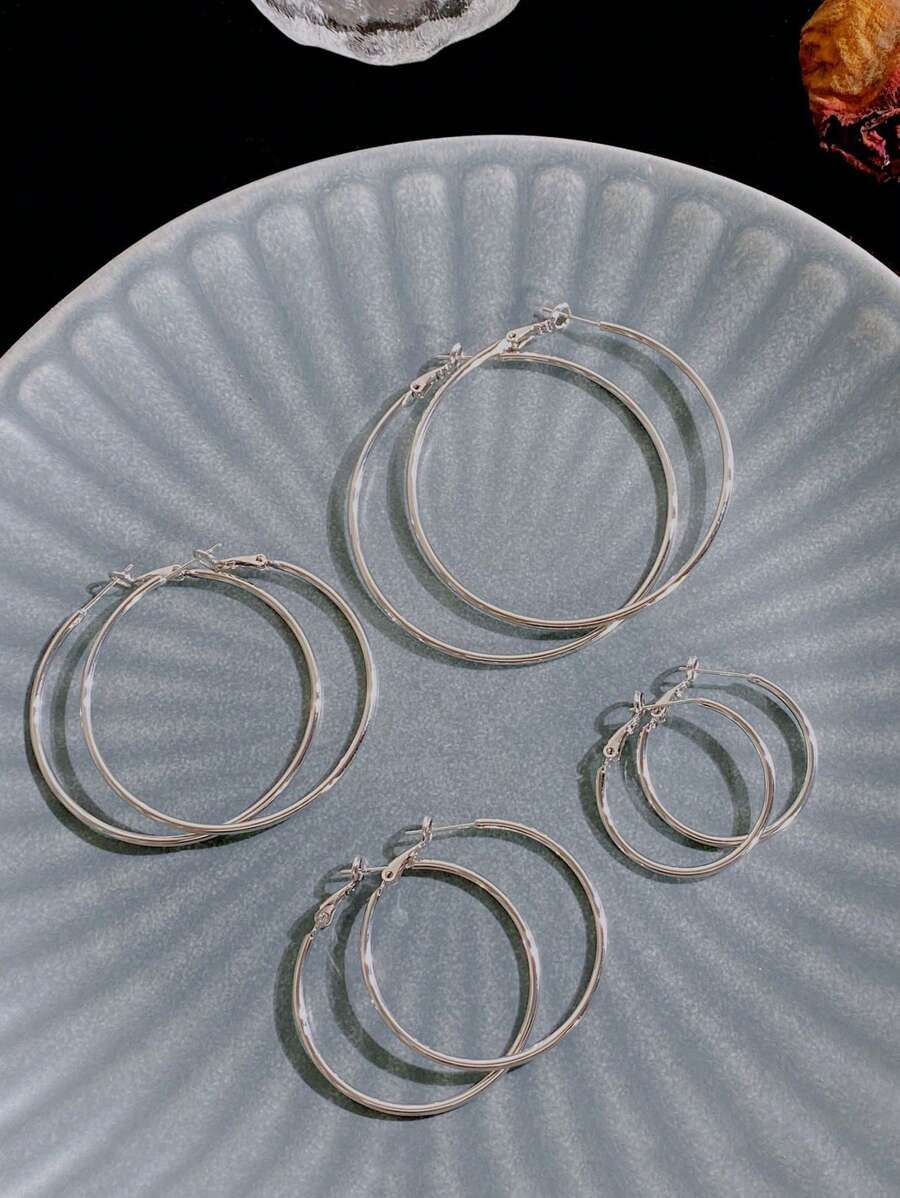 1 par de pendientes de aro minimalistas y lisos, diseño sencillo y atmósfera, para uso diario y fiestas para mujeres
