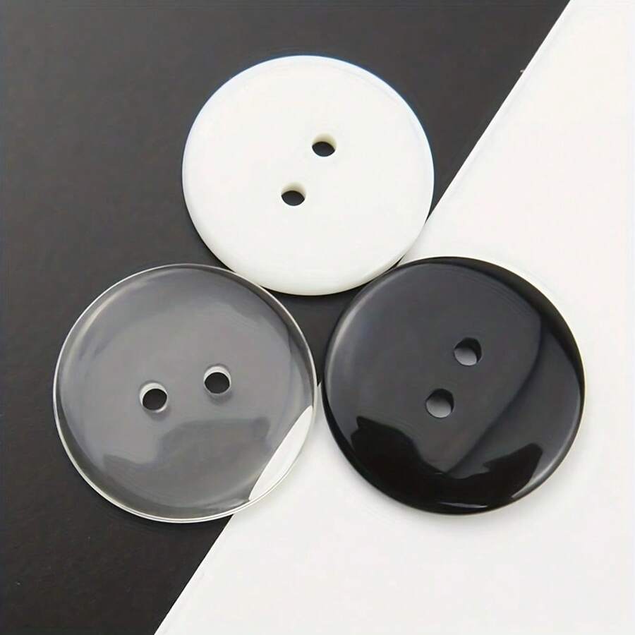 100pcs Plastic Resin Buttons Sewing Buttons Scrapbooking Buttons Decorative Buttons 2-Hole Buttons For Crafts Arts & Crafts Supplies Clothes Buttons Sewing & Knitting Supplies. (Color: Black, White, Transparent)