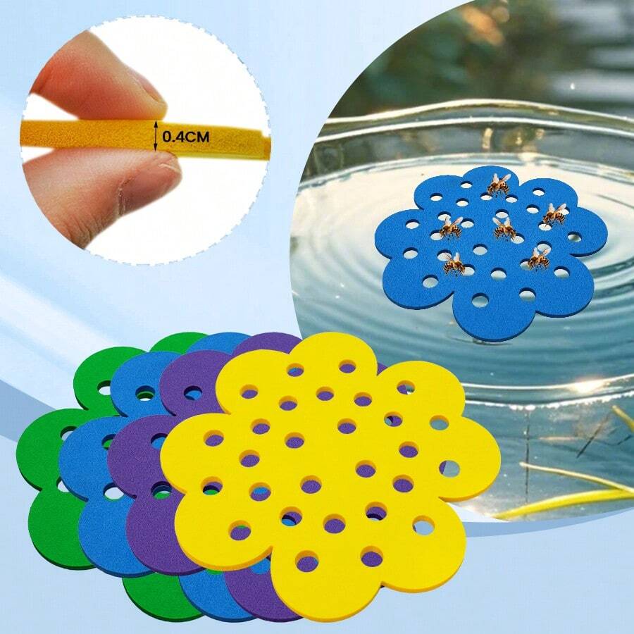 1pc Floating Foam Bee Island Tray, Floating Bee Watering Station For Garden Bee And Butterfly Pollinator, Ideal For Yard Pond Decoration, 4 Color Options