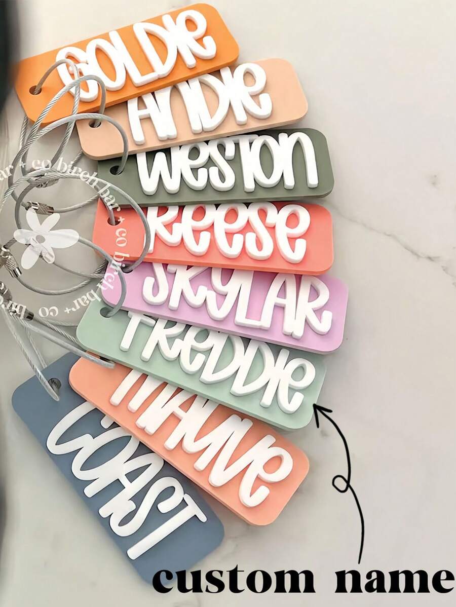 Acrylic Bag Tag Keychain 3D Backpack Tags Kids Tags Keychain Acrylic Name Tag Lunch Box Tag Luggage Tag Diaper Bag Tag Kids Backpack Tag