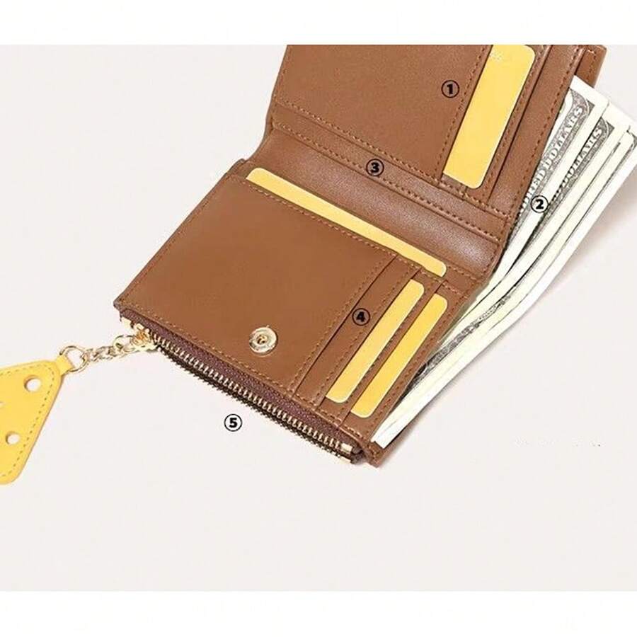 1 Stück Dopamin Neue Leder Geldbörse Kartenetui mit integrierter großer Kapazität, süße Aufbewahrung, kleine Münzbörse, Damen Version mit sehr attraktivem Design, geeignet für Reisen, Tourismus, Pendeln, Geschenkidee für Frauen, Mini Geldbeutel Geldtasche, Kartentasche