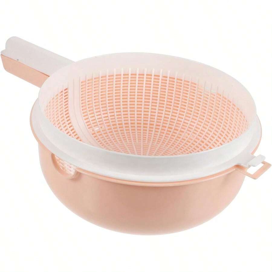 Double Layer Plastic Fruit Strainer With Handles Versatile Rice Wash Drain Basket For Vegetables Kitchen Utensils For Easy Washing Food Preparation