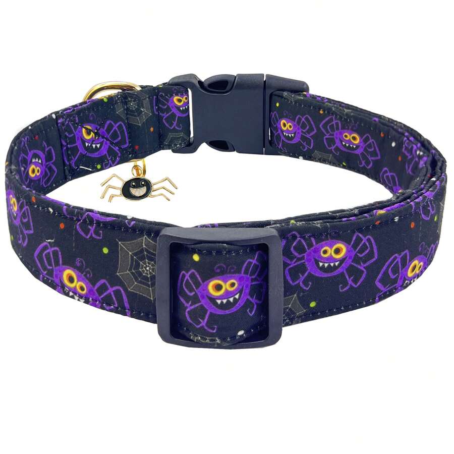 Collier pour chien d'Halloween, cadeau de fête pour animaux de compagnie avec pendentifs mignons, collier réglable de citrouille, araignée, fantôme, chauve-souris pour chien de petite, moyenne et grande taille, mâle et femelle