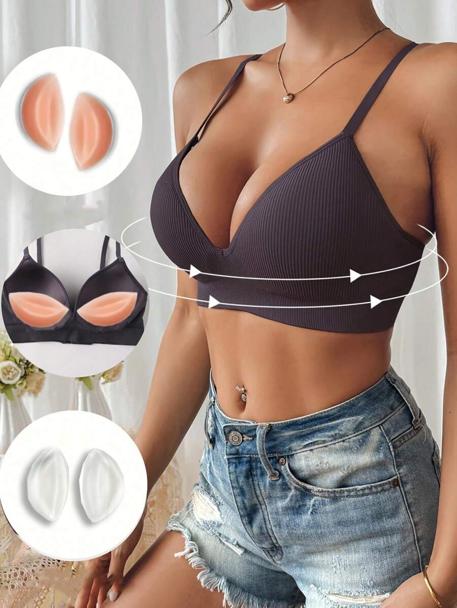 2 Stücke Silikon Push-Up BH Einsätze, erzeugen Lift- und Dekolleté-Effekt, wiederverwendbare unsichtbare BH-Cups für BHs, Bademode, Bikinis, unterstützen dabei Büste zu verstärken und anzuheben, waschbares Silikon Material, BH-Zubehör für Abendkleider und Partybekleidung