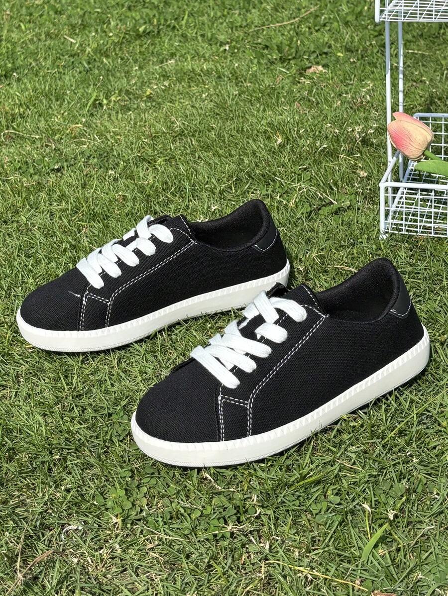 1 Pair Kids PU Leather Lace-Up Classic Student Shoes, Thick Non-Slip Durable Soft Bottom Casual Sneakers, Suitable For All Seasons