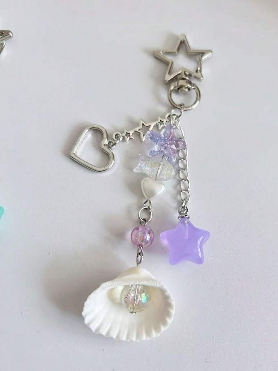 1pc Unisex New Handmade Sea Shell Star Phone Lanyard, Camera Strap, Keychain, Ins Style Car Accessories Bag Charm Backpack For School