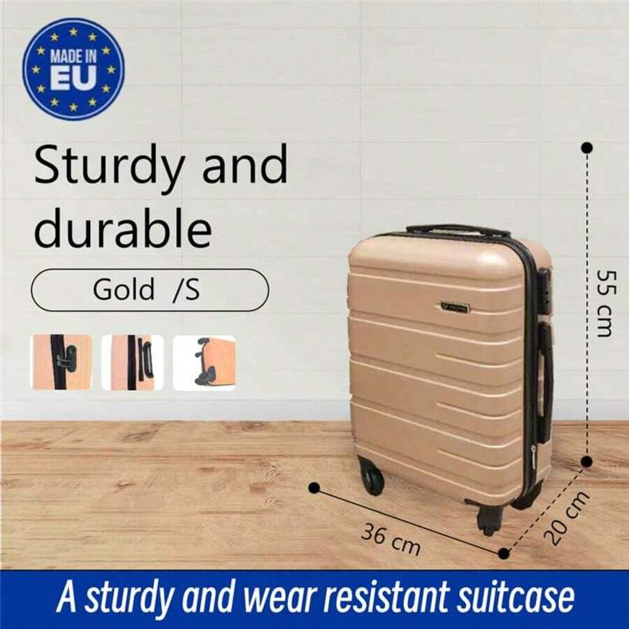 Maleta rígida de ABS, fabricada en Europa, equipaje de viaje certificado por la UE, gran capacidad, impermeable, reforzada, ruedas silenciosas, cerradura de