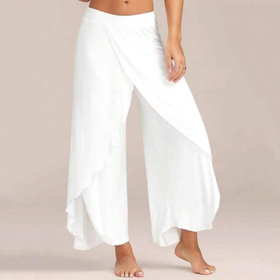 Pantalones de yoga de pierna ancha y sexys cruzados de verano para mujer
