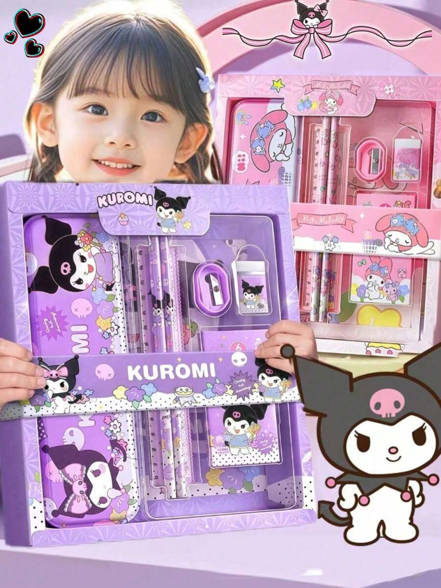Sanrio 12-delige cadeauset voor meisjes, inclusief schattige schoolspullen met Kuromi- en Rilakkuma-thema, praktische kleine cadeautjes voor studenten en kinderen, beloningen voor de start van het schooljaar