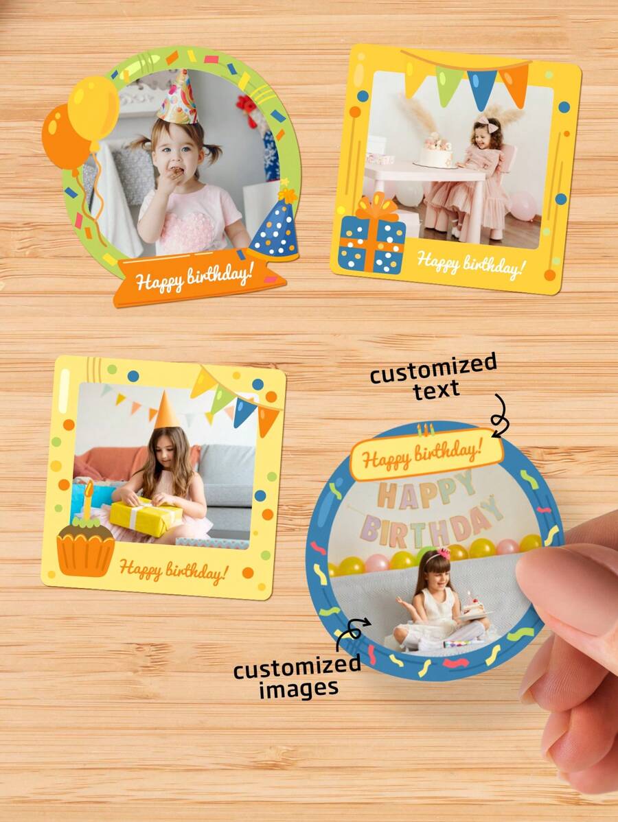 100 Birthday Card Photos 5x5cm Image Stickers, Scratch Resistant, With Images And Text, Perfect For Invitation Letters, Greeting Cards And Gift Packs, Booklets, Waterproof, Easy To Use, Suitable For Anniversaries, Children's Day, Graduation Ceremonies, Weddings, Valentine's Day, Mother's Day, Birthdays, Father's Day, Housewife Schools, Homes, Offices, Restaurants, Bathrooms, Living Rooms, Bedrooms, Tea Rooms School Supplies,Back To School