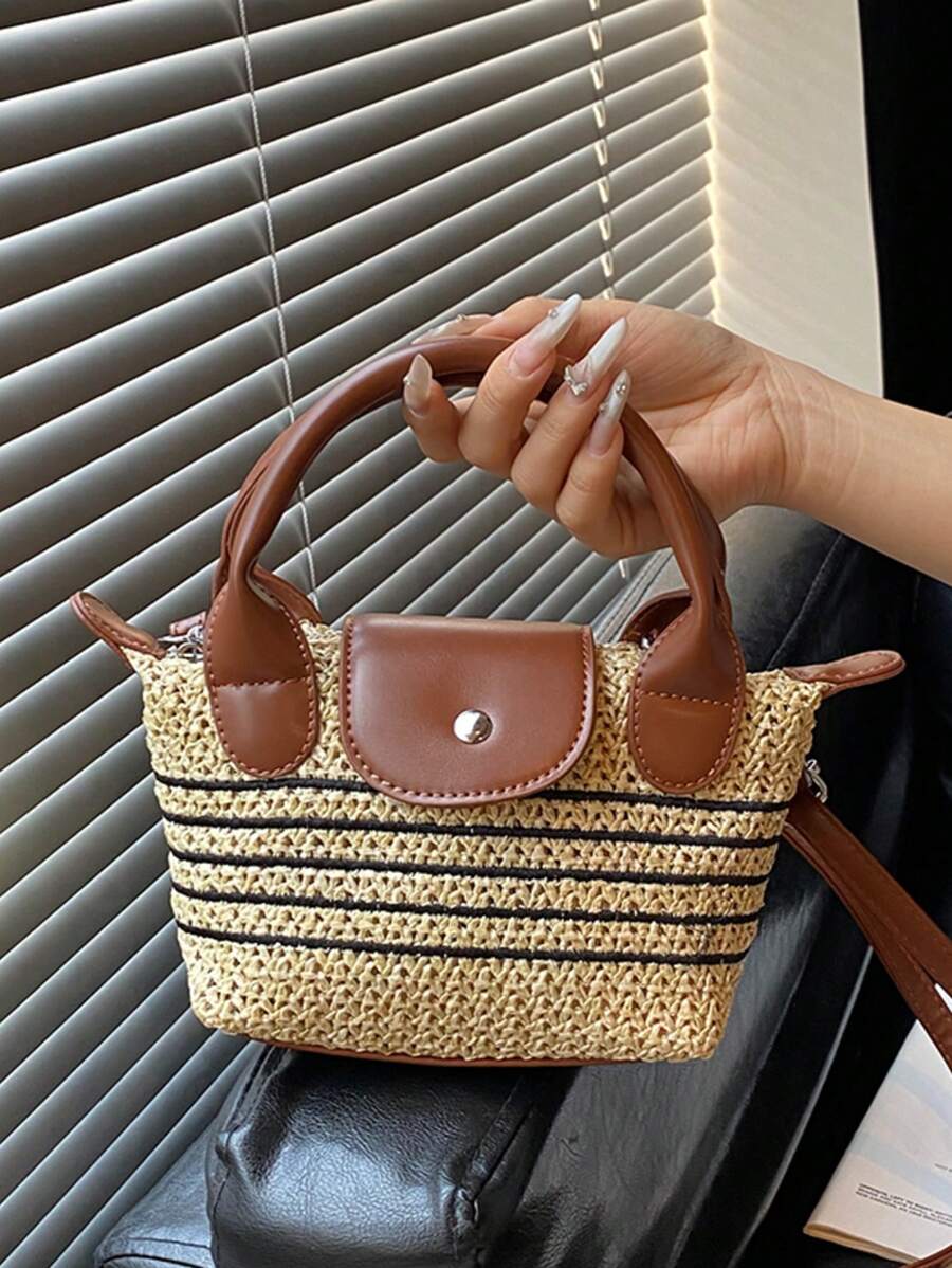 Bolso de mano con forma de silla de montar de paja, bolso de playa de verano, bolso de hombro/cruzado artístico de nicho, bolsita casual para el teléfono