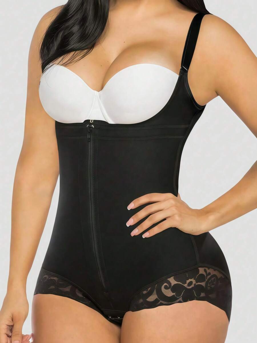 1 Pc Shapewear For Women ,Tummy Control Fajas Colombianas Body Shaper ,Zipper Open Bust Bodysuit,Tight Body Shaper,Shapewear Bottoms,Black Shorts,Suitable For Various Occasions