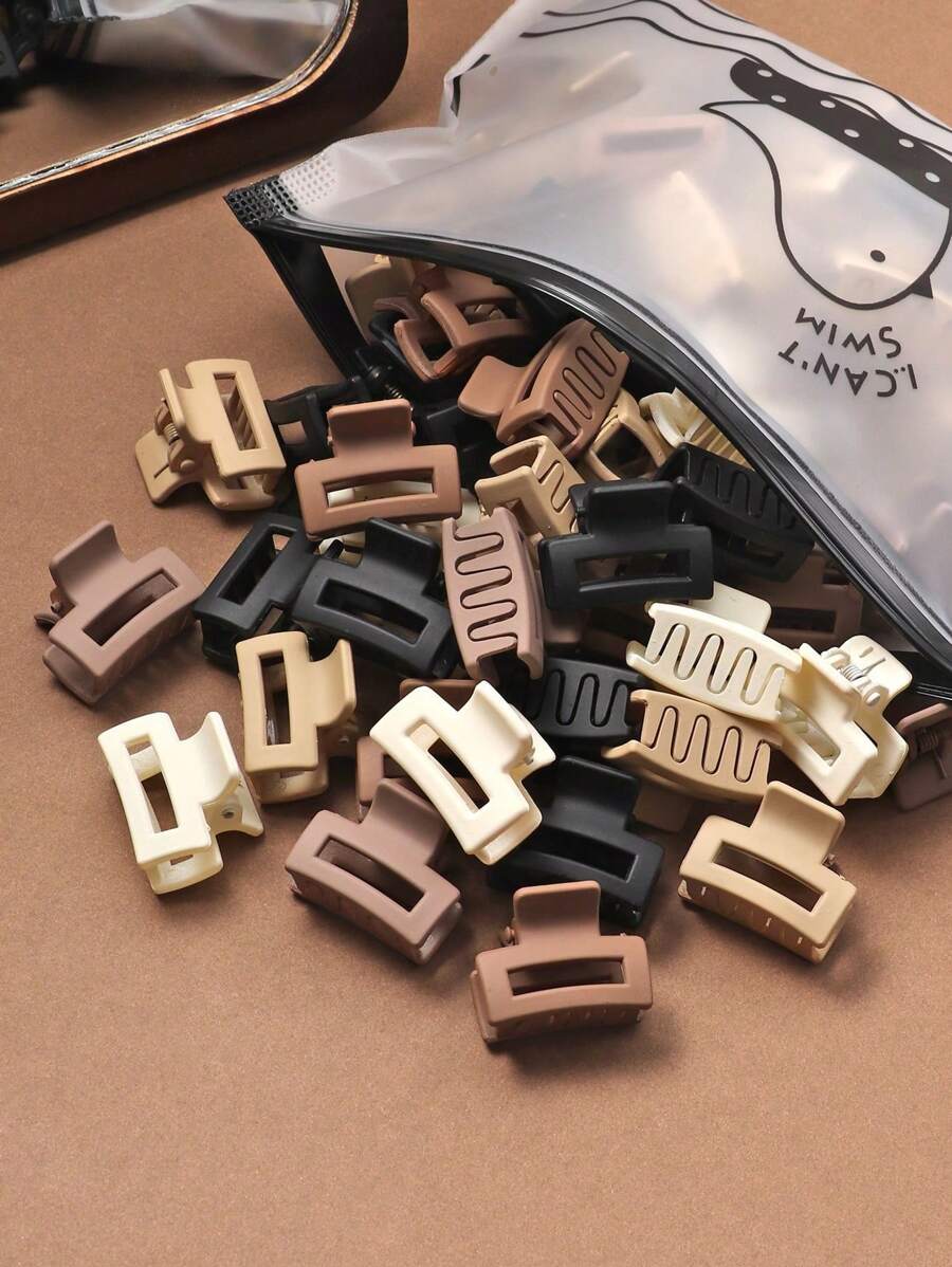 10/20pcs Plumeria Embellished Hair Claw Clips For Thick Hair,Anti-Slip Hairpin For Women, Cute & Strong Hair Accessory, Suitable For Curly Voluminous Hair In Matte Coffee Colors Elegant(Hair Clip Only, Storage Bag Not Included) Back To School