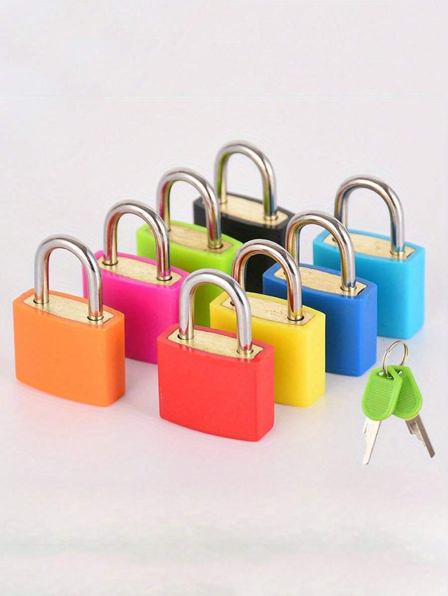 1 Peça Cadeado Durável de Cobre com 2 Chaves - Cadeado Anti-Furto Portátil para Bolsas de Viagem, Adequado para Malas, Mochilas, Camping e Trekking - Design Bicolor Preto e Rosa, Estrutura Elegante e Resistente, Acessório de Bagagem