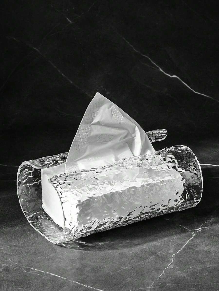 1 pieza Portarrollos de papel higiénico transparente para baño, caja de pañuelos ovalada para encimera de baño, caja de pañuelos faciales para mesa de salón, dispensador de toallas de papel con diseño de ola de agua, caja de pañuelos minimalista y elegante para mesa de café o comedor