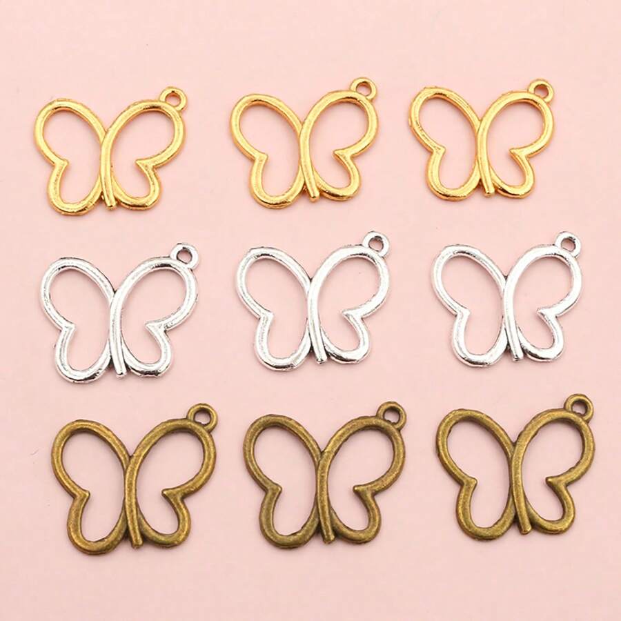 50pcs 17x20mm Hollow Butterfly Charms Pendnat Alloy Metal DIY Jewelry Making Accessories Findings For Necklace Earrings Bracelet