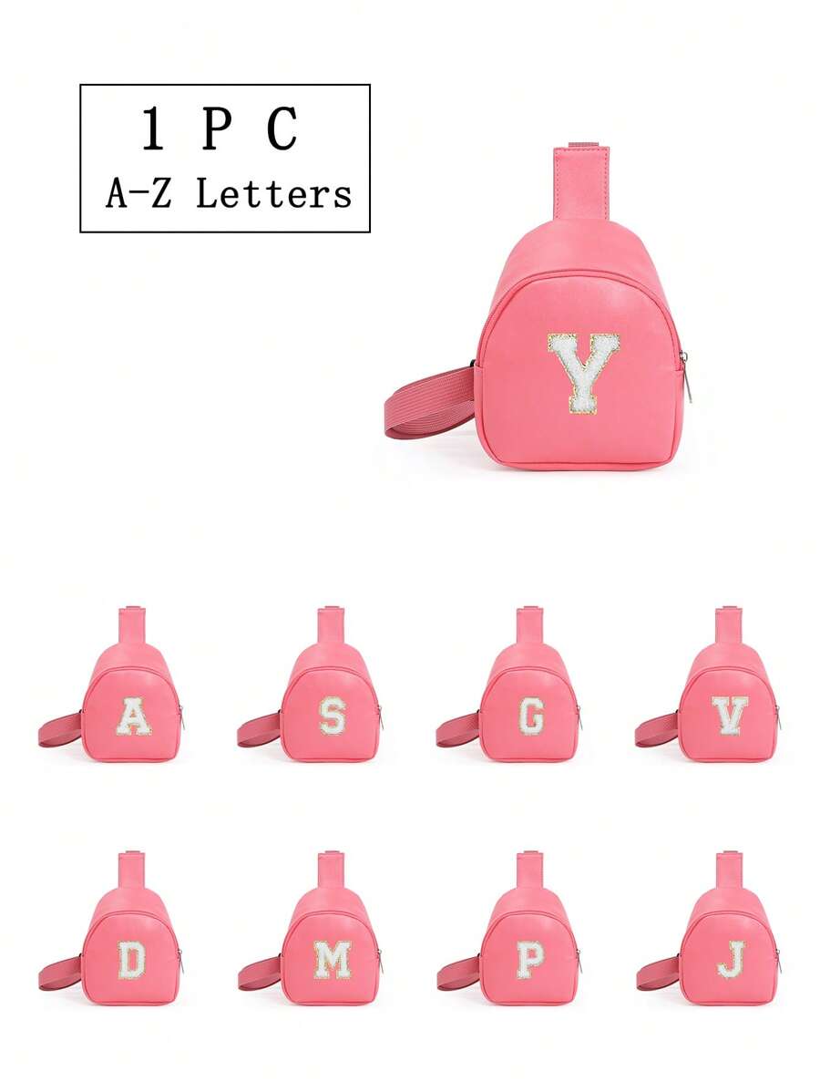 1 pieza Bolso cruzado de hombro con estampado de letras para niñas, bolso de pecho y cintura lindo adecuado para uso diario, exterior, viaje, senderismo, portátil, opción de regalo ideal