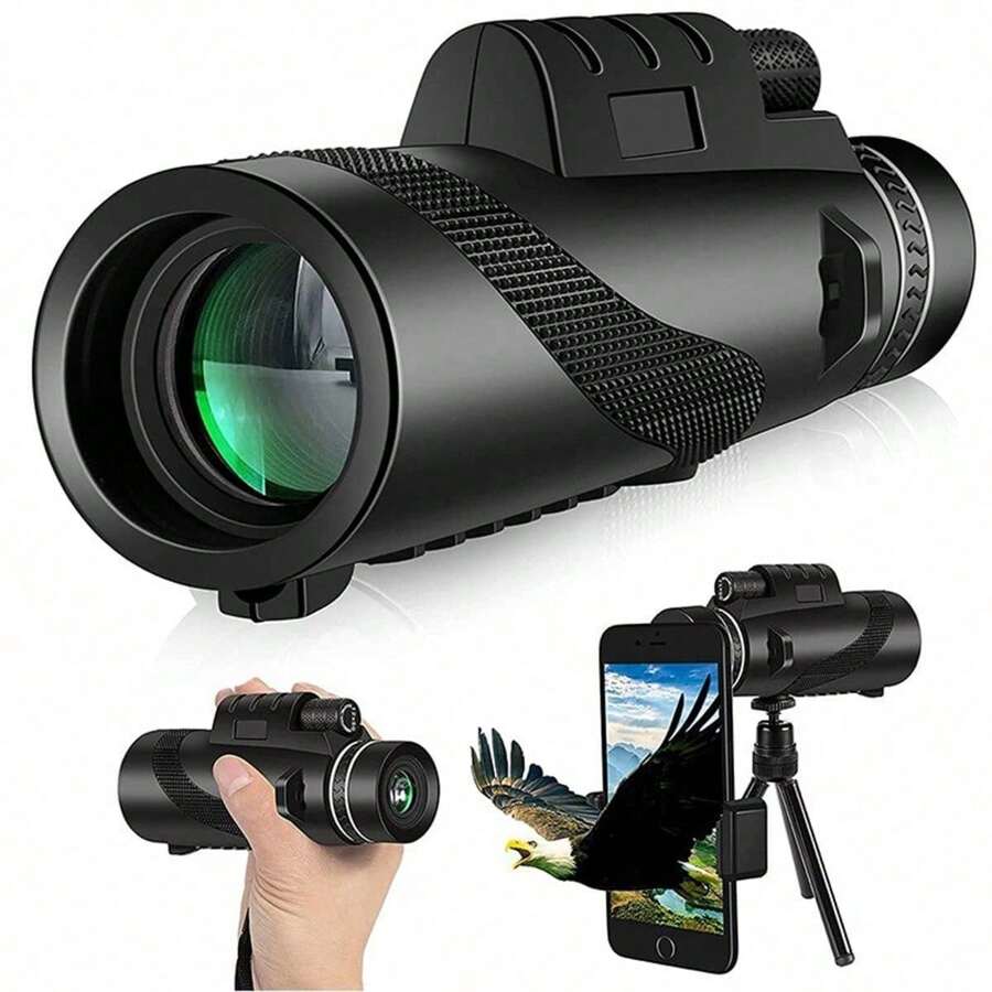 1pc High-Definition Monocular Remote Zoom Bak4 Prism, Outdoor Telescope For Camping And Hunting (Accessories: Phone Holder, Tripod, Cloth Bag, Portable Rope)