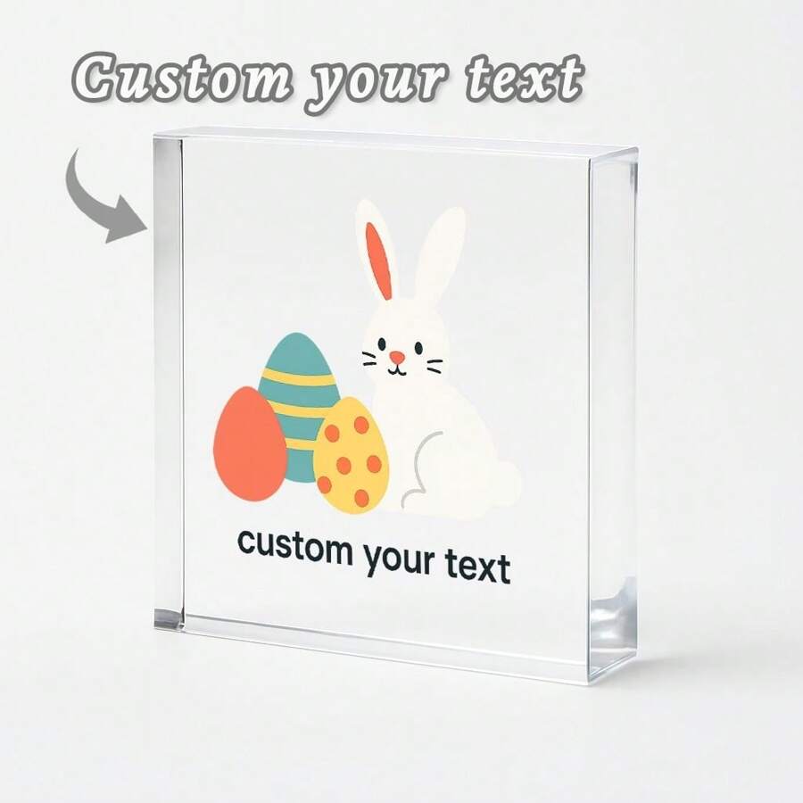 1pc Acrylic Ornaments Happy Easter Clear Acrylic Keepsake, Customizable Easter Gift With Text Option, Spring Egg Festival Desk Decor