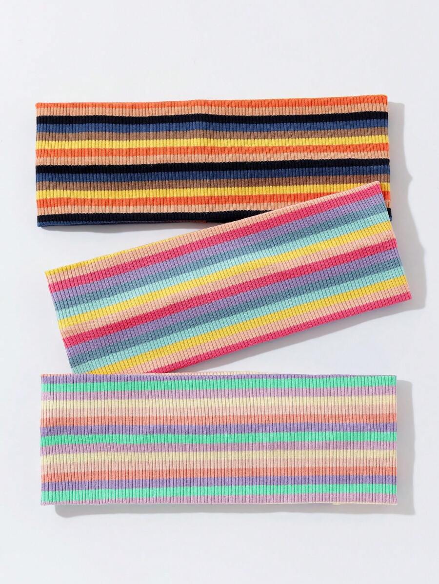 1 buc. Bandă de păr moale antiderapantă pentru femei, cu imprimeu cu dungi curcubeu la modă, accesoriu de păr elastic pentru sport și yoga, versatilă pentru purtare zilnică, accesorii de păr la modă, bentițe clasice de păr, bandă de păr