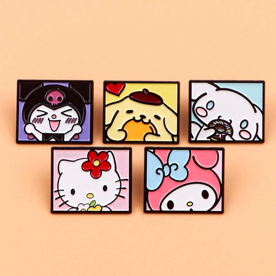 Sanrio 5 sztuk ładnych emaliowanych szpilek na klapę odznaki na plecaku damska broszka ubrania prezent biżuteria akcesoria modowe