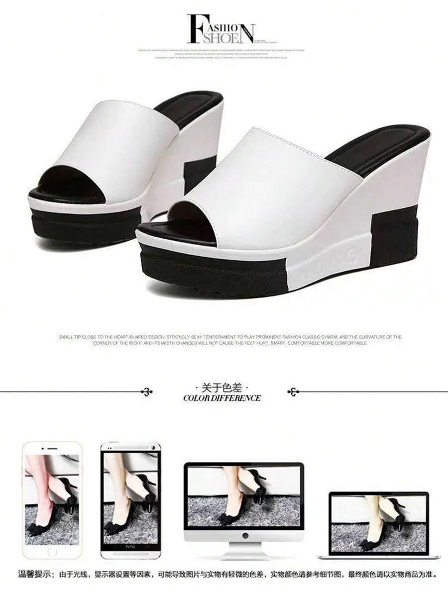 Women's Thick Sole Wedge Heel Peep Toe Roman Sandals, Summer New Arrival