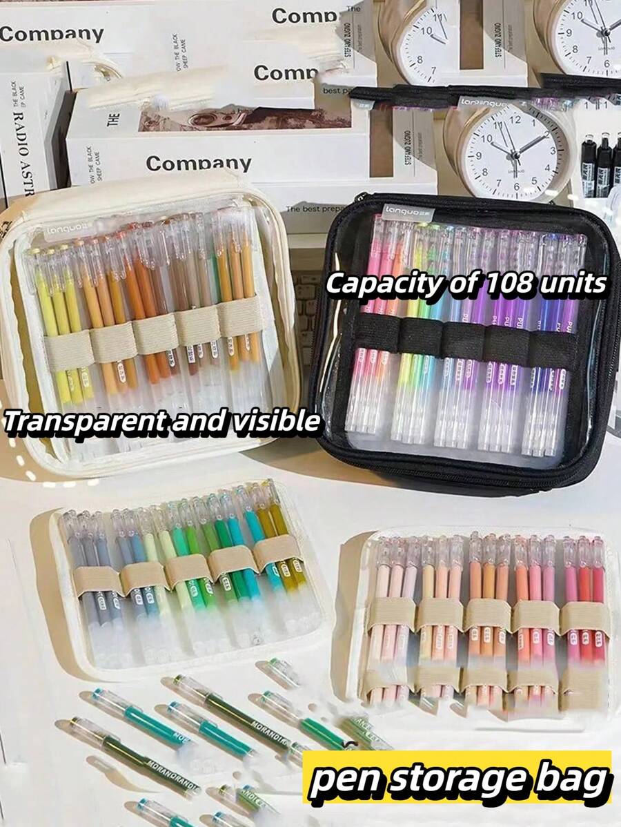 1PC Large Capacity Transparent Pencil Bag Pen Case Simple Style Multi Layers Slots Storage Pouch Painting Pen Bag Storage Pen Bag For Stationery School,Back To School,School Supplies,Pencil Case,Pencil Pouch,School Bag