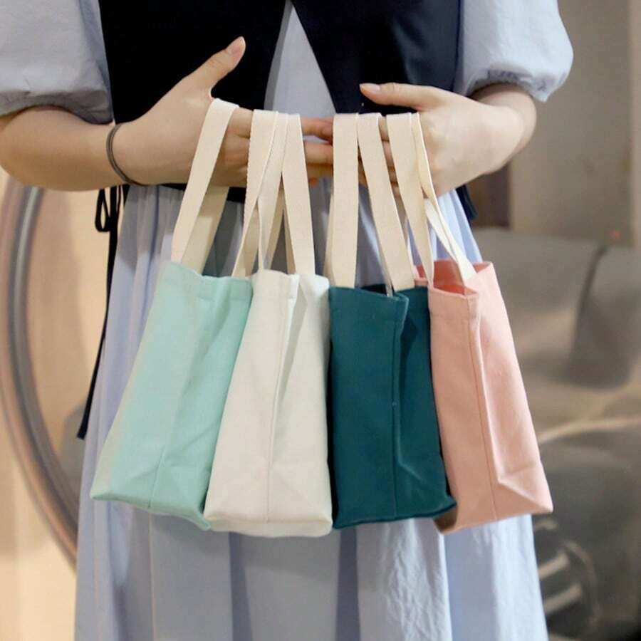 Plain Canvas Bags, Compact Mini Purse, Stylish Cute Canvas Tote, Carry-On Handbag, Casual Gift Bag, Customizable Hand-Painted Purse, Decorative Gift Bag, Petite Handbag