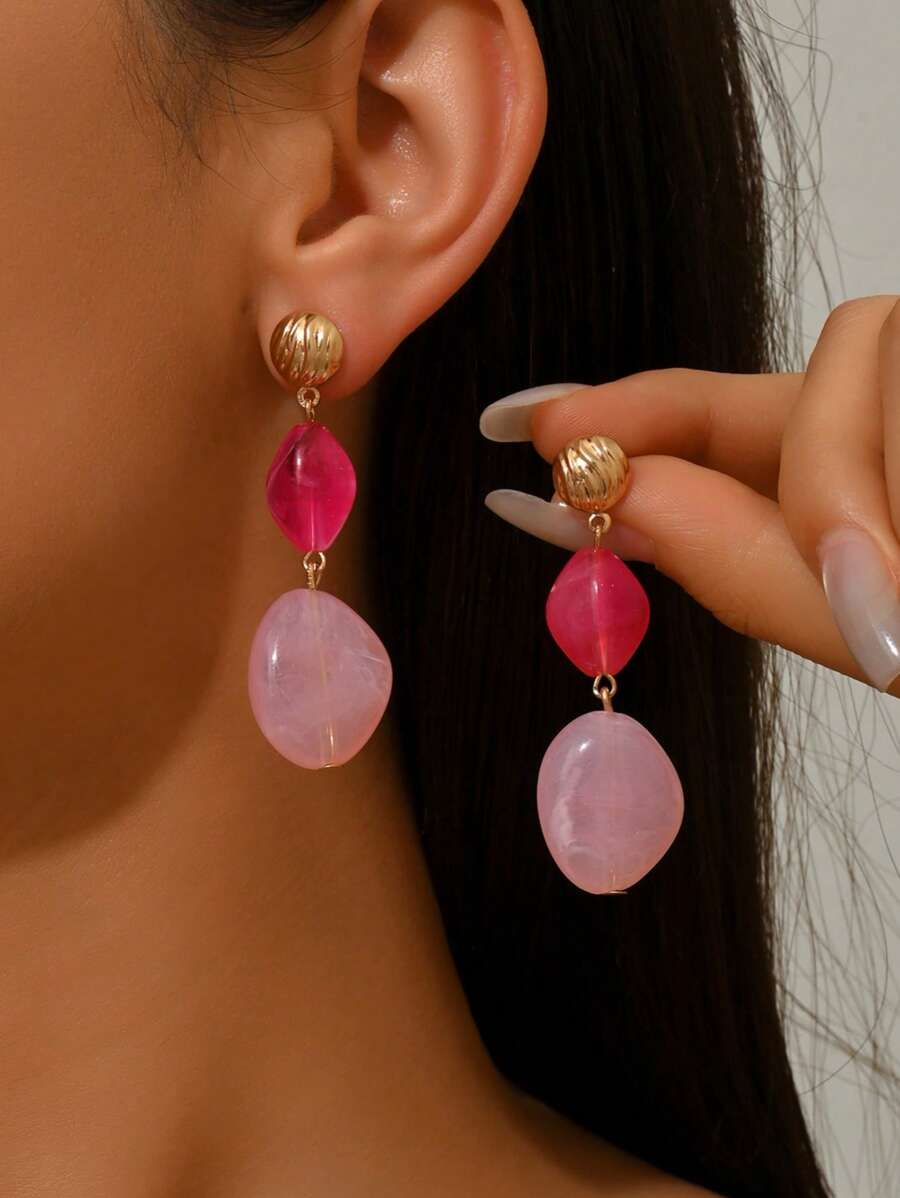 2 pièces Pendentif à gland en résine baroque goutte d'eau, boucles d'oreilles élégantes pour dames avec texture marbre cœur doré et faux jade. Parfait pour les vacances, les fêtes et le port quotidien. Conçu pour les femmes sexy à la recherche de dopamine. Chaque résine a une couleur et un motif uniques. Les marques d'entrée sont normales.