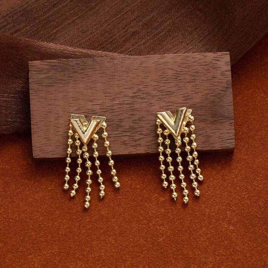 1 Pair 925 Sterling Silver & Copper V-Shaped Luxury Women's Earrings, Suitable For Summer/Daily Wear, Festivals, Parties, Gifts