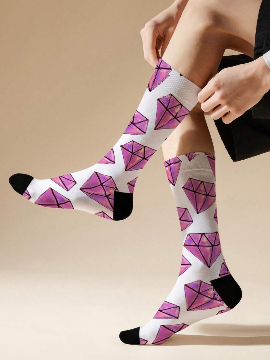 1/2/5 pares de calcetines de tripulación blancos con diseño irregular para hombres, calcetines medianos para deportes al aire libre, calcetines desgastables para hombres, calcetines de pareja