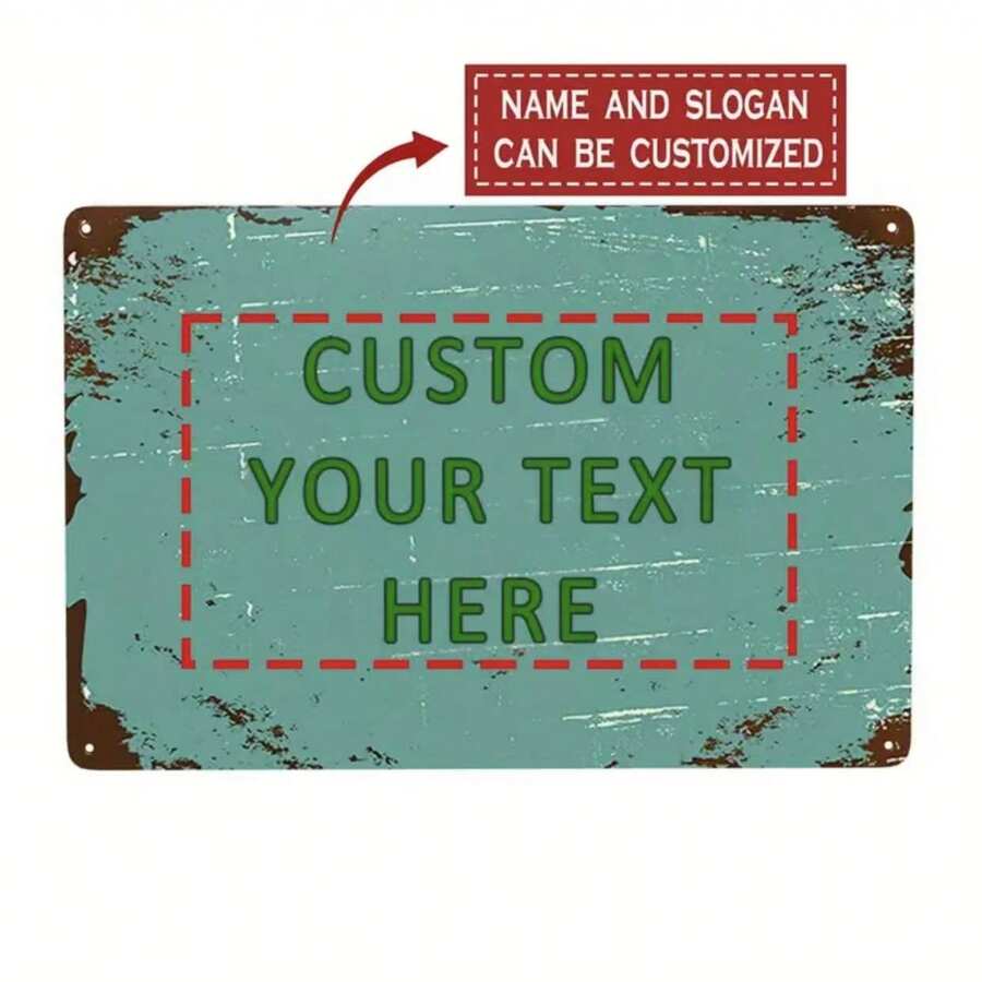 1pc Customized Name Or Text Metal Sign, Personalized Vintage Metal Sign Text Logo For Country And Outdoor Commercial Use