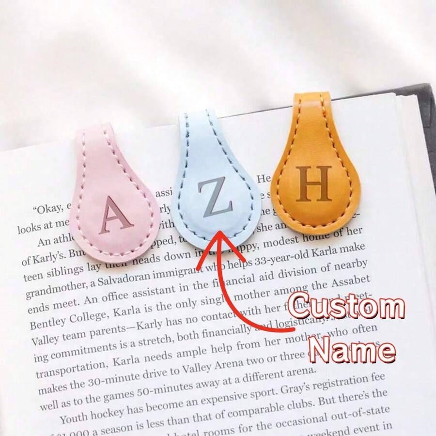 1PC Custom PU Leather Magnetic Bookmark With Personalized Name, Ideal Gift For Book Lovers And Father's Day, Birthday Party Christmas Gift For Him Her Reader, Graduation Back-To-School Gift School Supplies, Back To School
