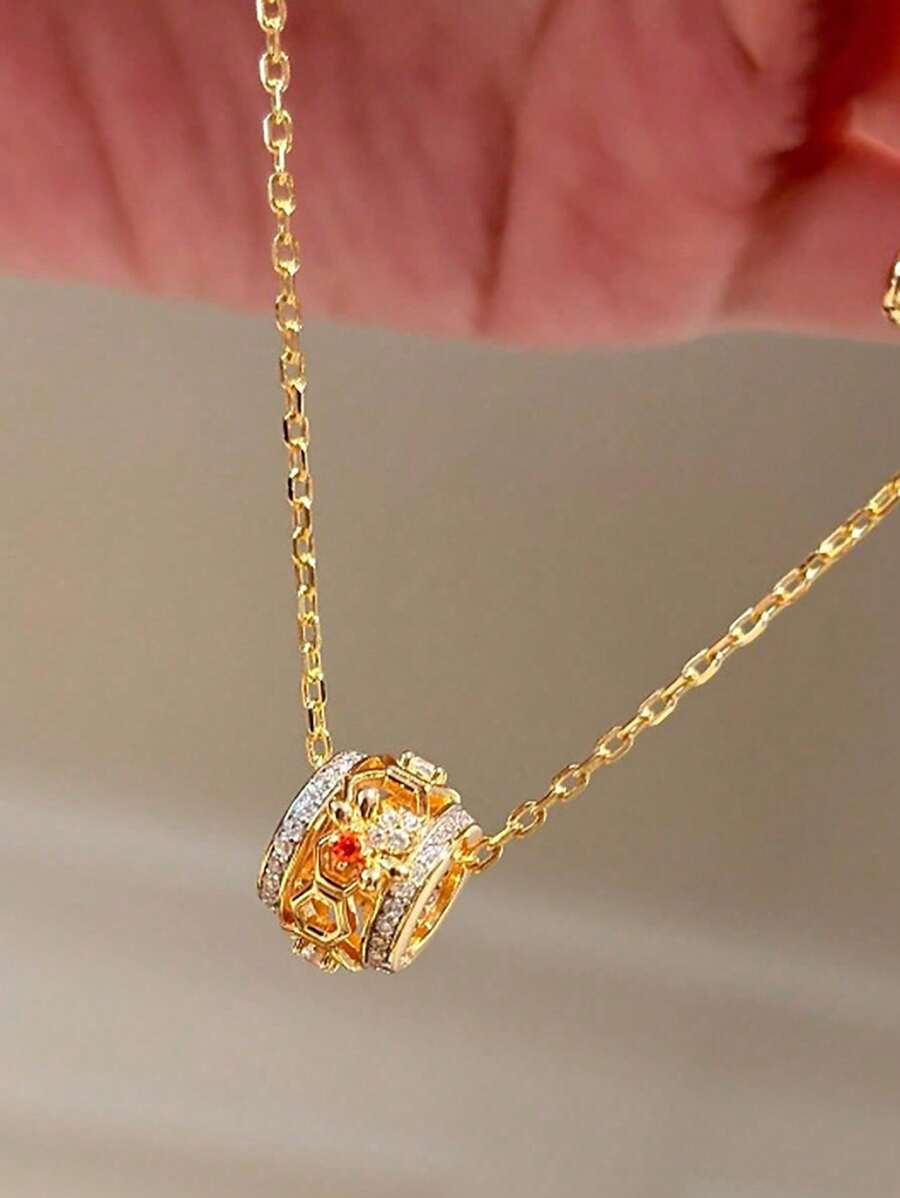 1 pièce Collier pendentif d'abeille de luxe vintage avec strass, collier ras-de-cou rétro délicat, convient pour le port quotidien, les festivals, les fêtes, cadeau pour la petite amie