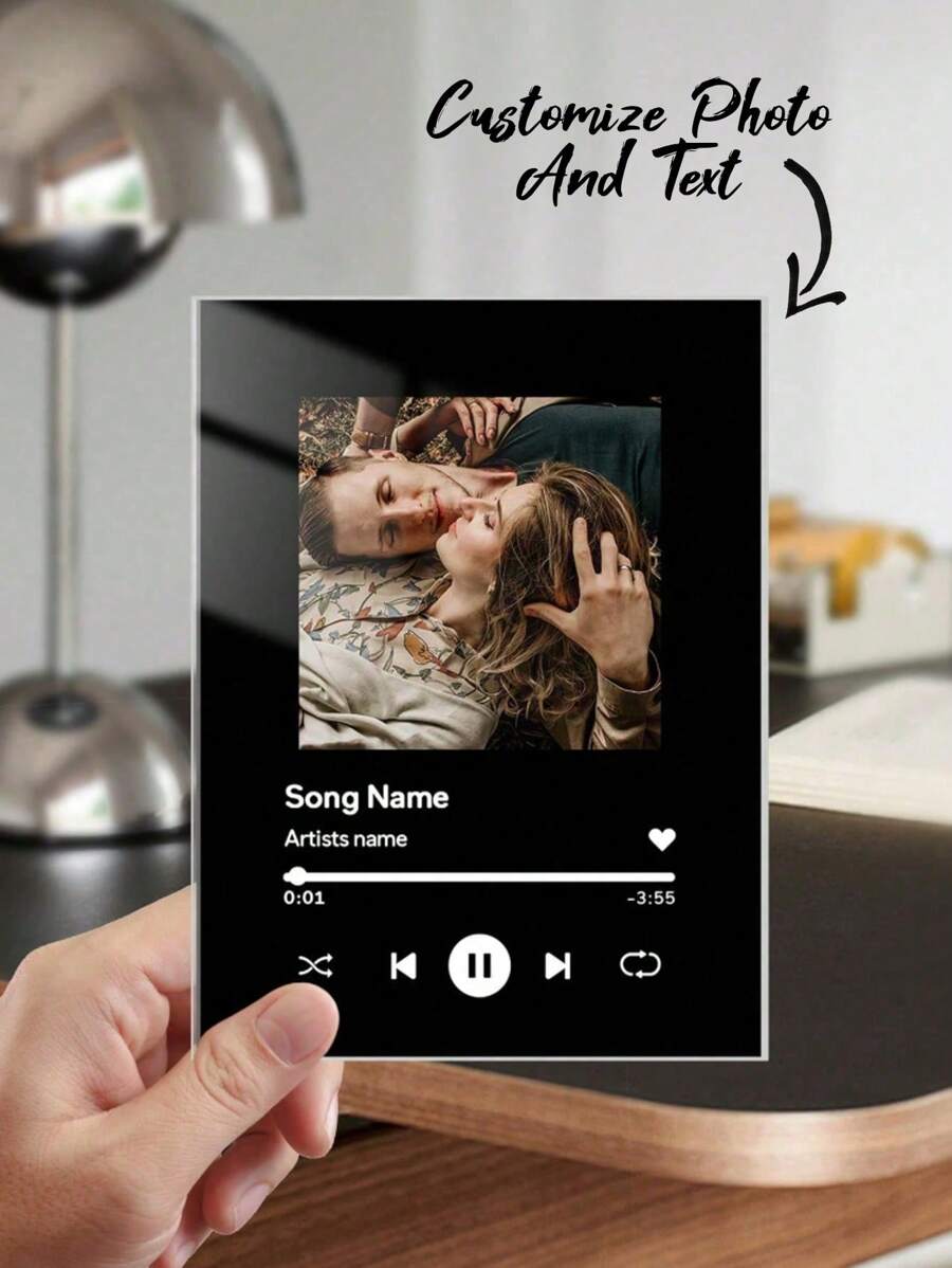1/2/5 Stück personalisiertes Paar-Musik 2D Acryl Schild Dekoration, individualisierbare Bilder und Songtext, perfekt für Valentinstag, Geburtstag, Jahrestag, Hochzeit, Brautjungfern und Bräutigam Souvenirs, modern und einfach, personalisiert und schön, farbig und wasserfest.