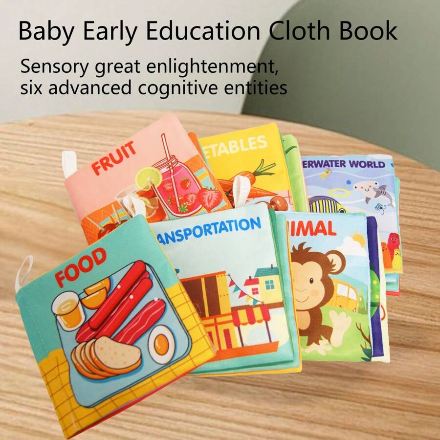1 pièce Livre d'activités en tissu pour bébé, livre en tissu anglais avec papier froissé, jouet éducatif pour le développement des tout-petits de 1 à 3 ans