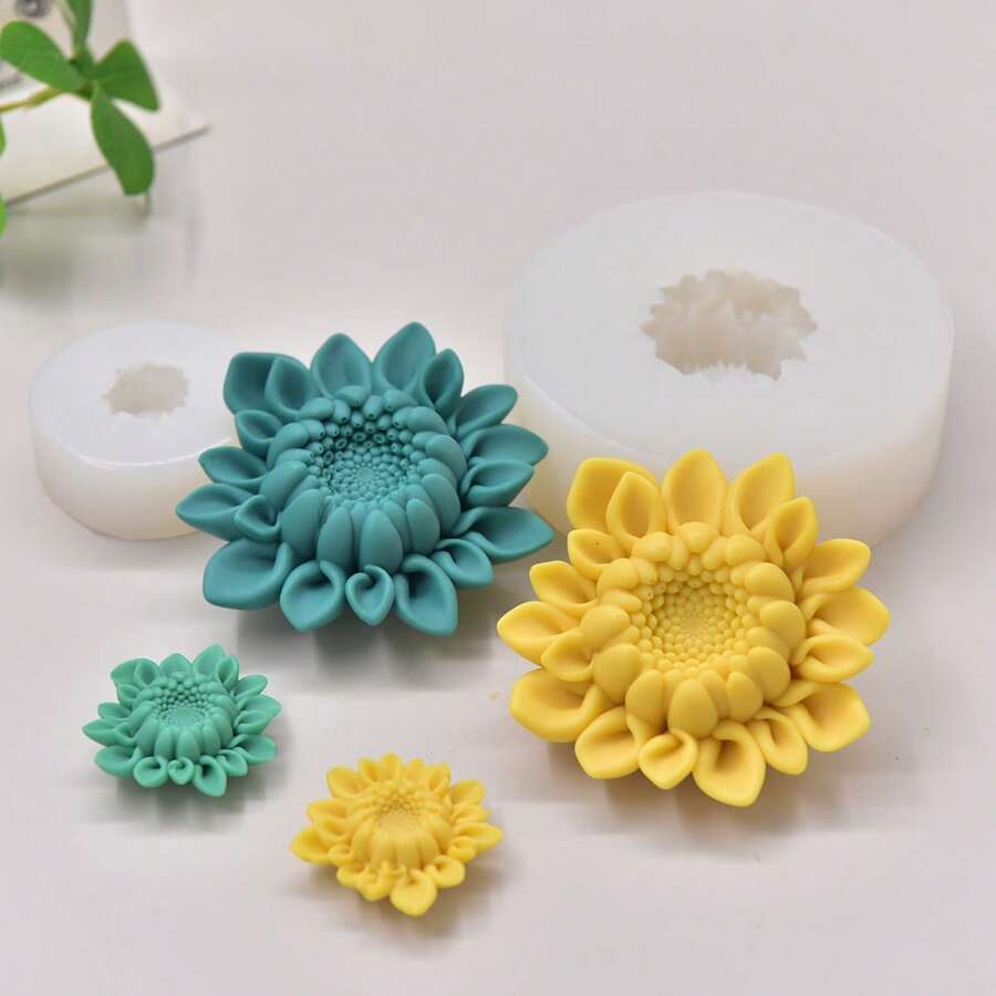 1pc Sunflower Floral Silicone Mold For Handmade Soap, Bath Bomb, Candle Making