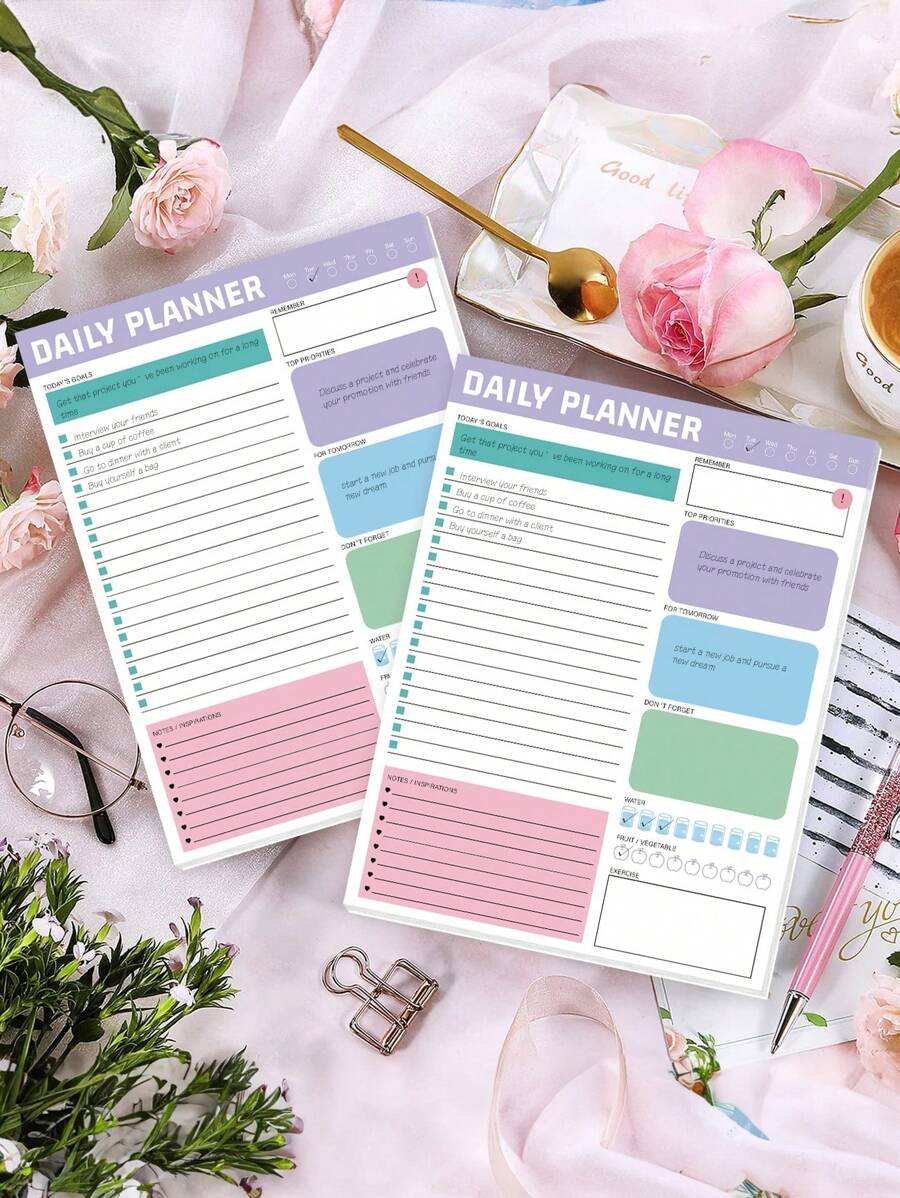 BUBU 1pc To Do List Notepad- Daily To Do CheckLists, Grocery Checklist, Daily Schedule Note Pad And More,Daily Task Planning Pad Back To School Supplies