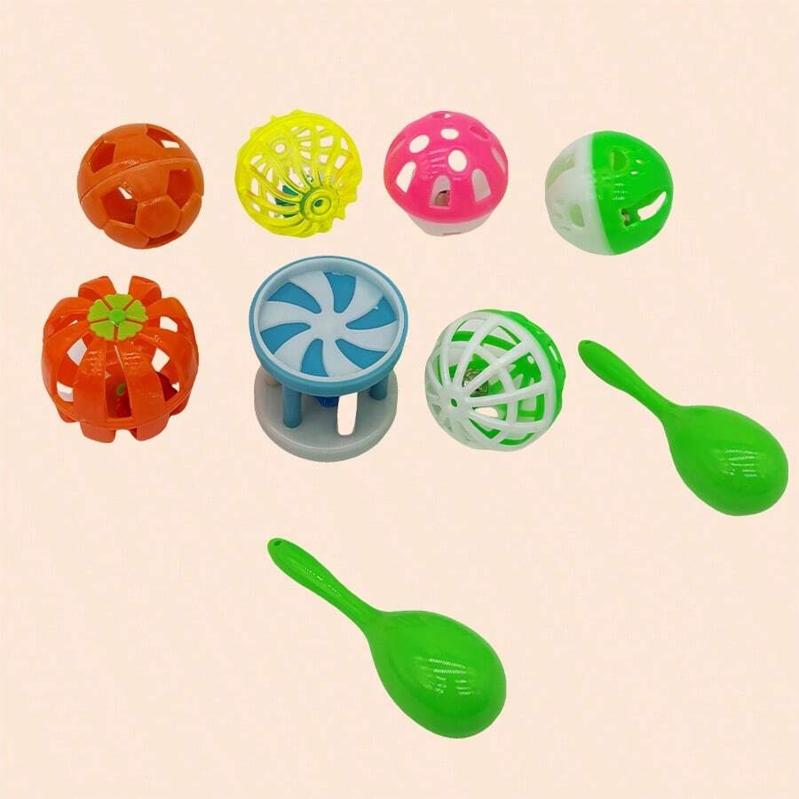 9 Pacotes Conjunto de Bola de Sino para Pássaros para Mastigação, Treinamento e Brincadeira, Brinquedo de Prêmio Colorido para Gaiola de Papagaio para Calopsita, Periquito, Jandaia, Patinhas Pequenas para Filhotes de Gatos e Cães, Cores Aleatórias