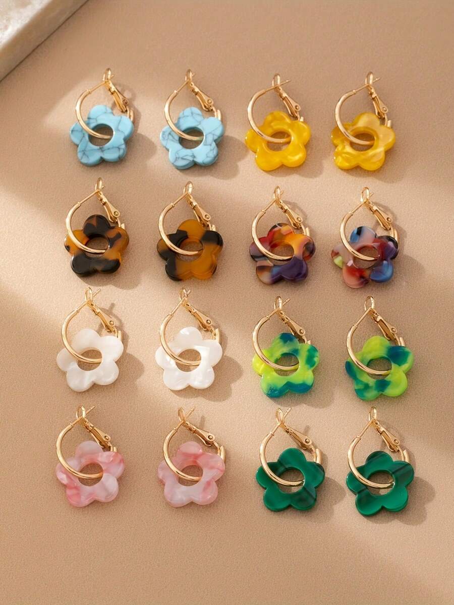 1 par de brincos de argola florais elegantes em estilo boêmio, adequados para mulheres usarem diariamente, presente de Natal