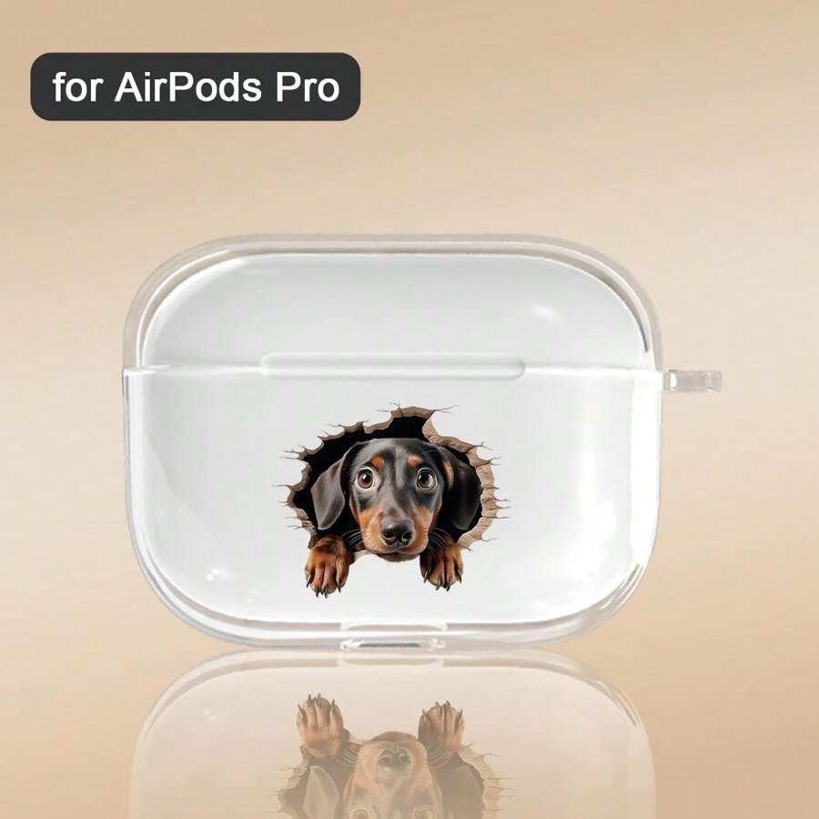 Funda para earphone de perro salchicha, funda transparente para auriculares, compatible con funda para AirPod, auriculares compatibles con Airpods Pro (2.a generación), compatible para los AirPods 3, compatiblecon los Airbnb Pro, compatibles para airPods 2, compatiblepara los aIRpods 4