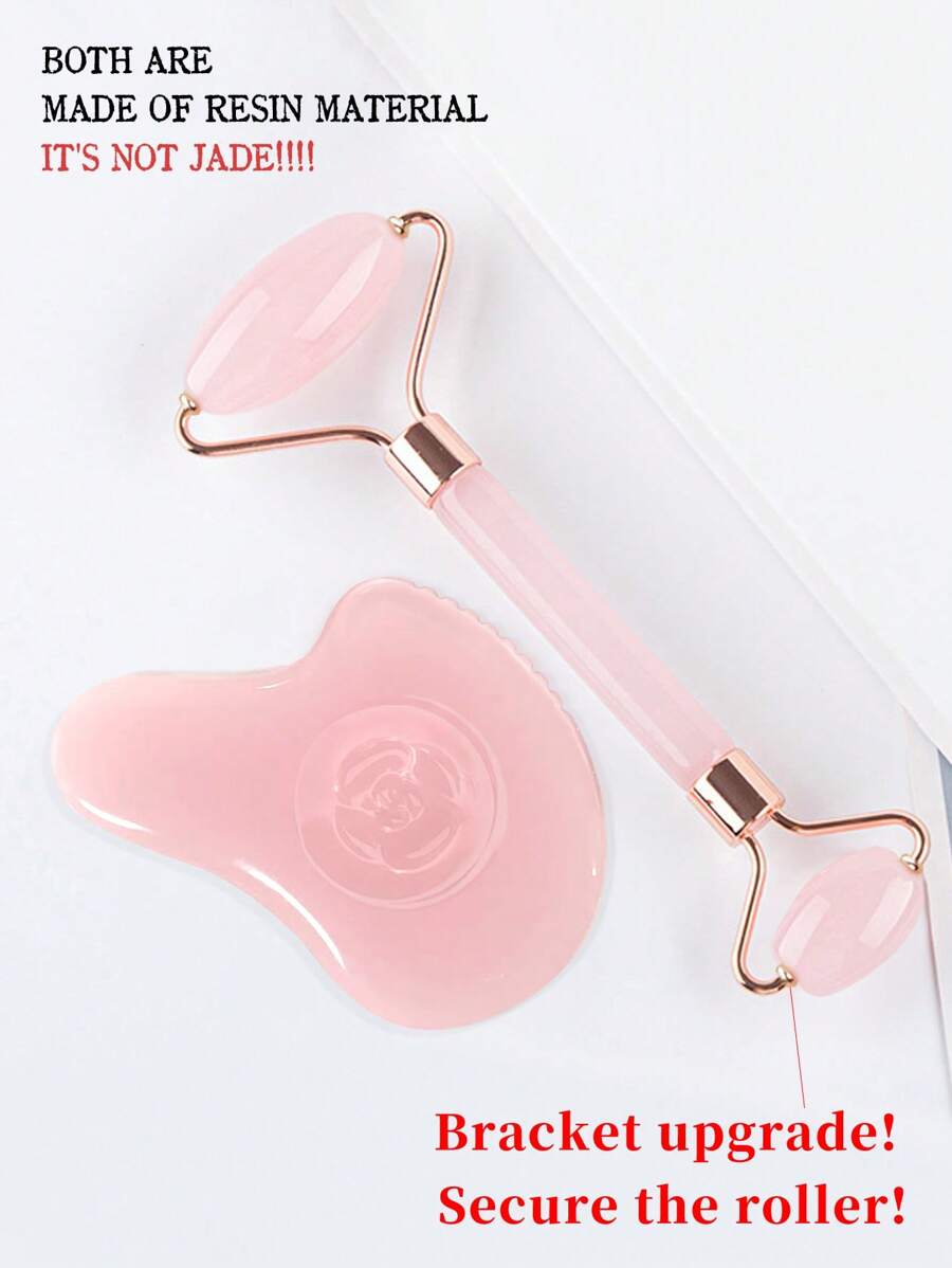 1 pieza Juego de masajeador facial rosa que incluye rodillo de doble masaje y tabla de masaje, tabla con textura en forma de flor de camelia, varilla de doble masaje, diseño portátil adecuado para uso personal, regalo y uso con productos para el cuidado de la piel, ayuda al levantamiento facial, gran regalo para el Día de la Mujer o el cumpleaños de una mujer