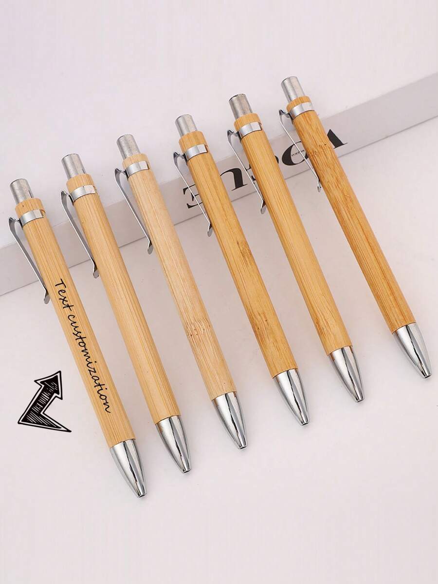 1 pieza Bolígrafo de bambú en caja de regalo, material de madera de bambú, artículos de papelería, de vuelta a la escuela, útiles escolares