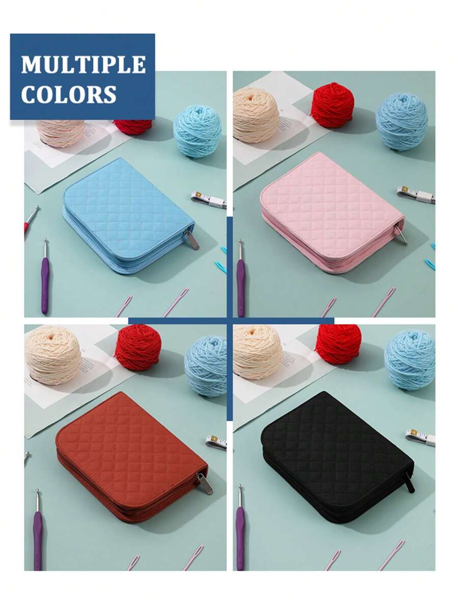 1pc Plain Minimalist Crochet Tool Storage Bag, Sewing Tool Organizer With Large Capacity, Convenient For Knitting Hobbyists And Beginners