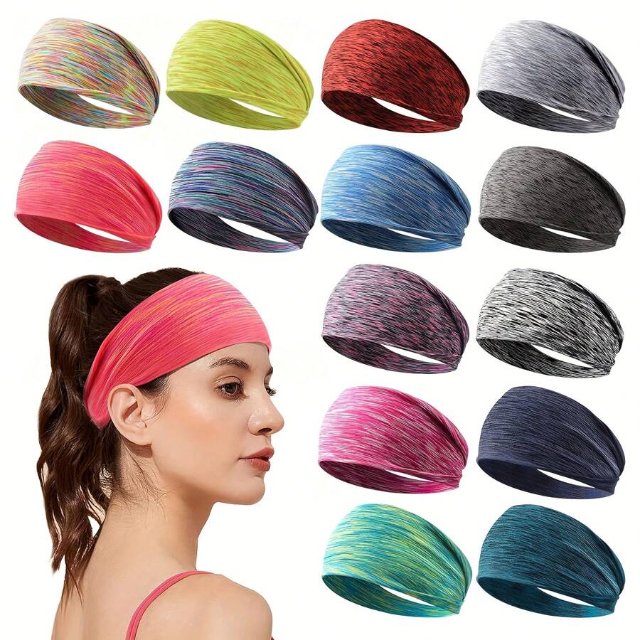 1 Stück Damen rutschfestes Fitness Stirnband, Sporthaartuch - Bunte gestrickte Stoffe, feuchtigkeitsableitend, elastisches Stirnband geeignet für Fitness, Yoga, Reise Mode Haraccessoires
