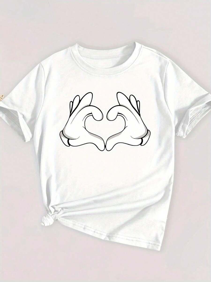 Camiseta Infantil De Manga Curta E Simples Colorida Ideal Para Meninas Algodao Estampa Personalizada De Coraçao