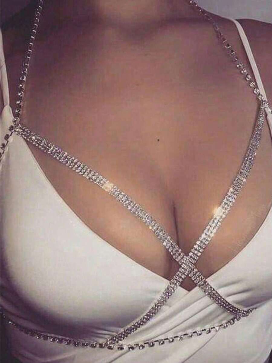 Cadena corporal cruzada sexy, accesorio exagerado para mujeres, vestimenta de discoteca