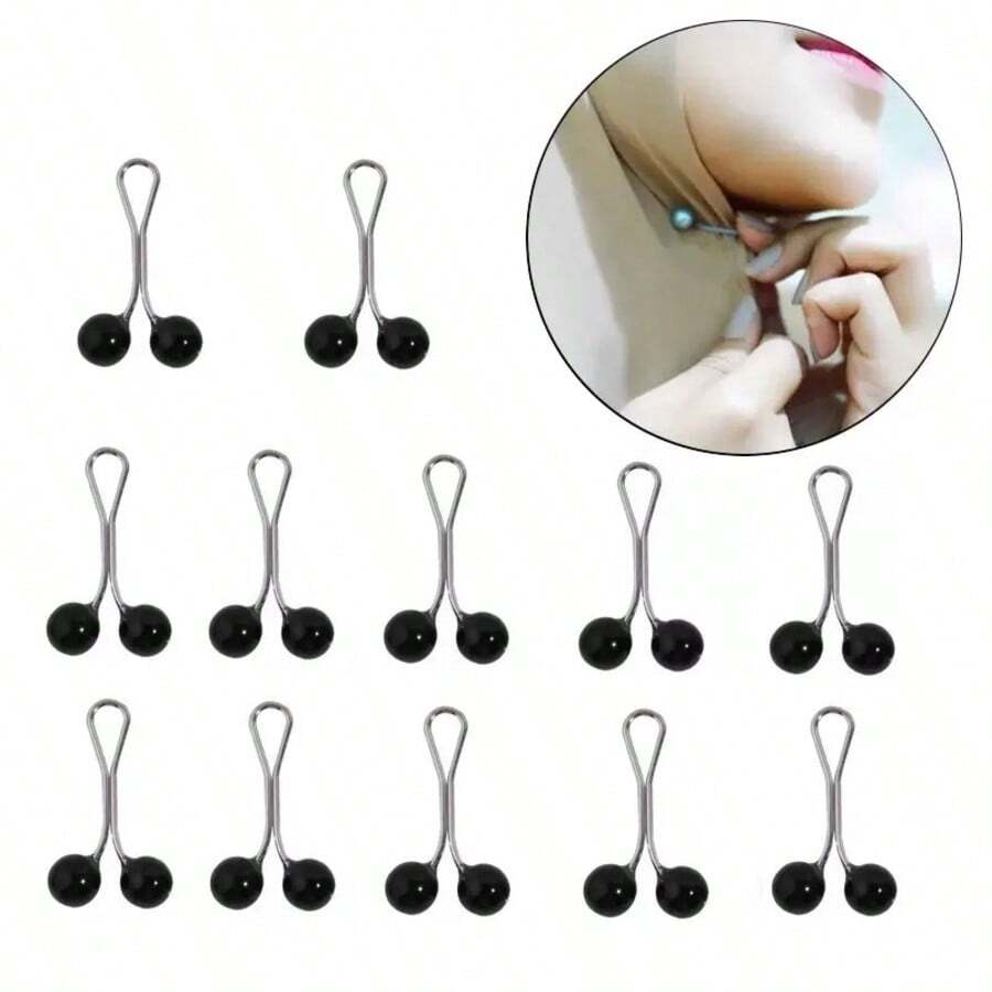 12 pièces Ensemble de broches pour femmes, broches de perle pour foulard, châle, serre-tête, pull, y compris épingles de sûreté, pinces à foulard
